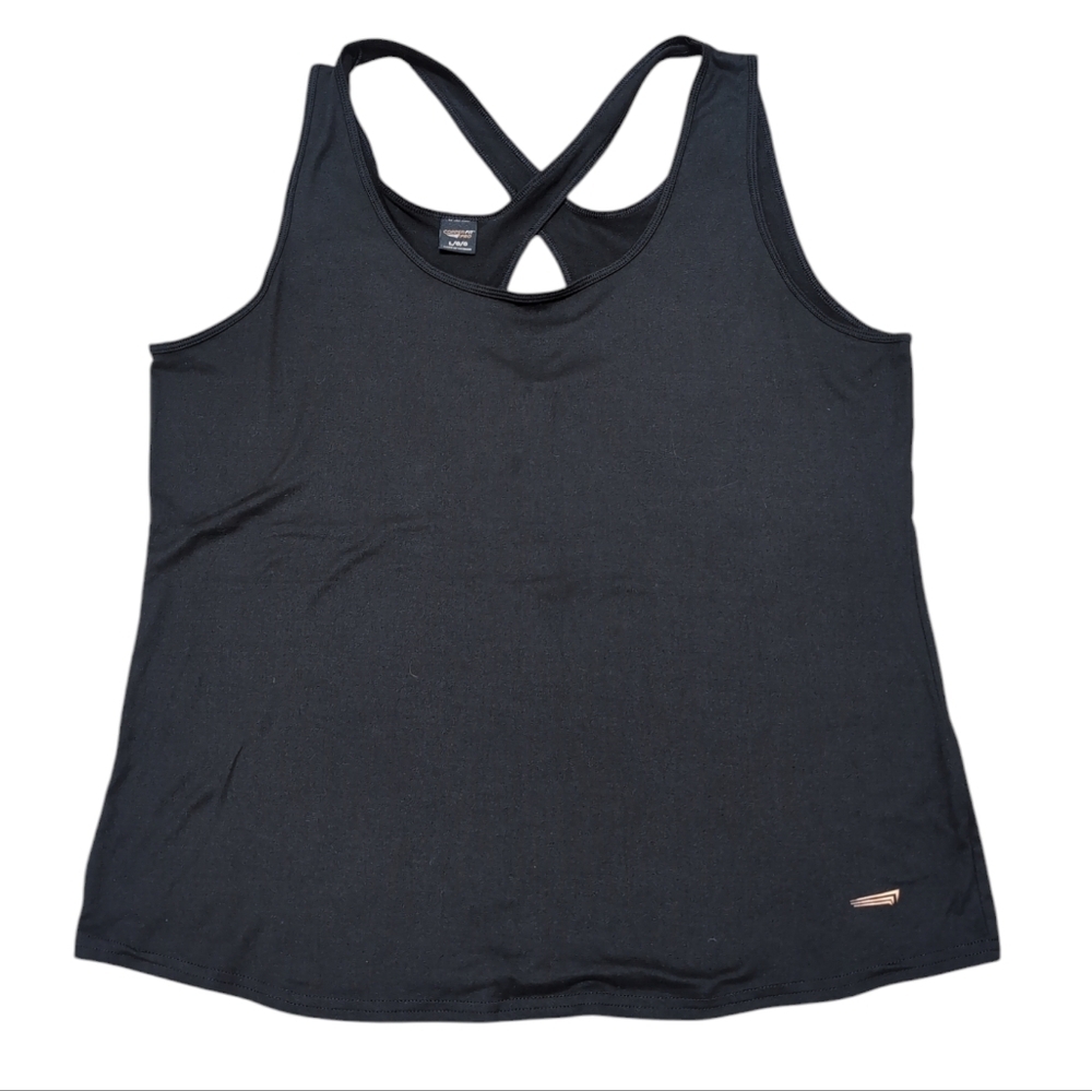 Copper Fit Pro Criss Cross Back Workout Tank Top‎ Buttery Soft Black size Large